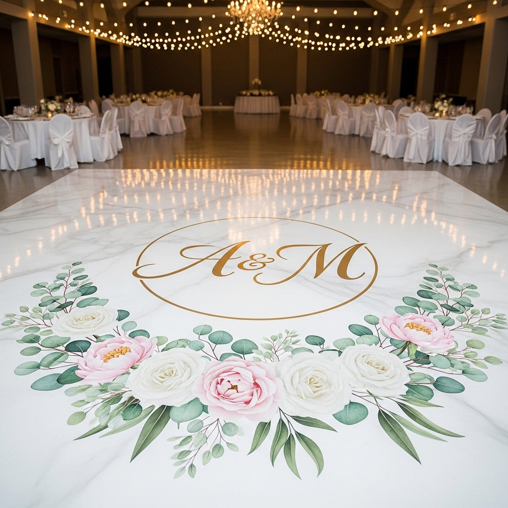 Custom Wedding Dance Floor Wrap — UV-Printed, DIY Kit Ships Free in USA