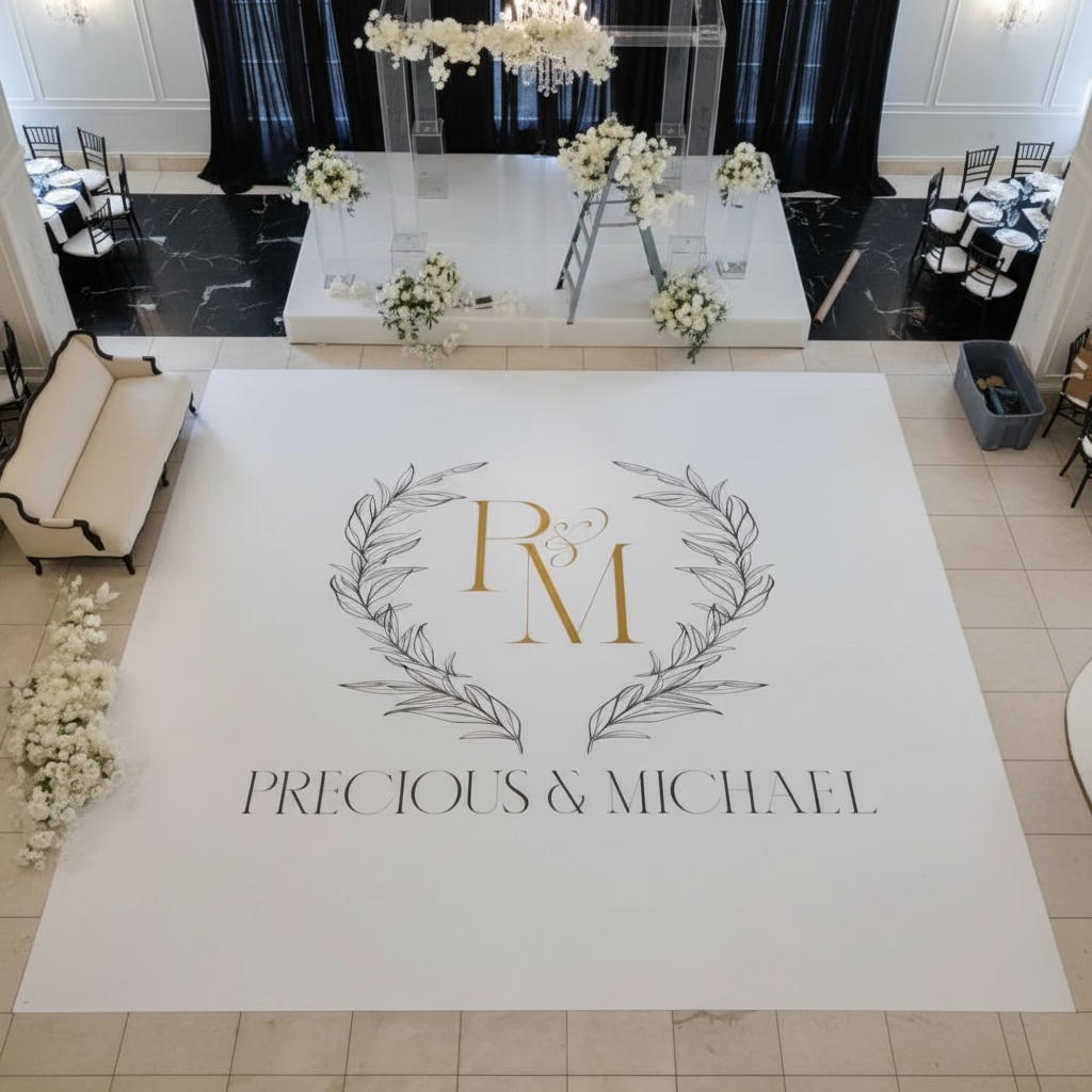 Custom Wedding Dance Floor Wrap — UV-Printed, DIY Kit Ships Free in USA