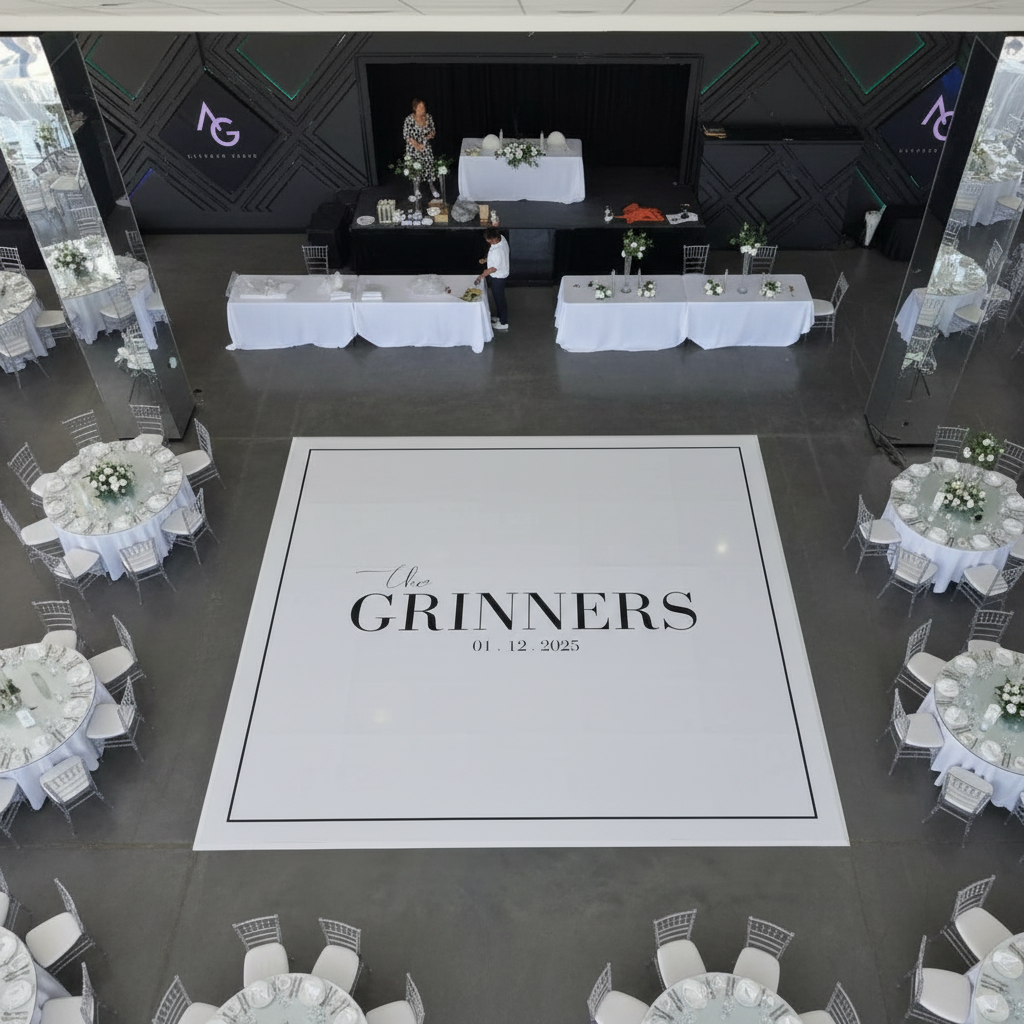 Custom Wedding Dance Floor Wrap — UV-Printed, DIY Kit Ships Free in USA